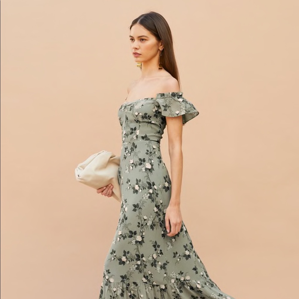 Reformation Butterfly Dress in Verde